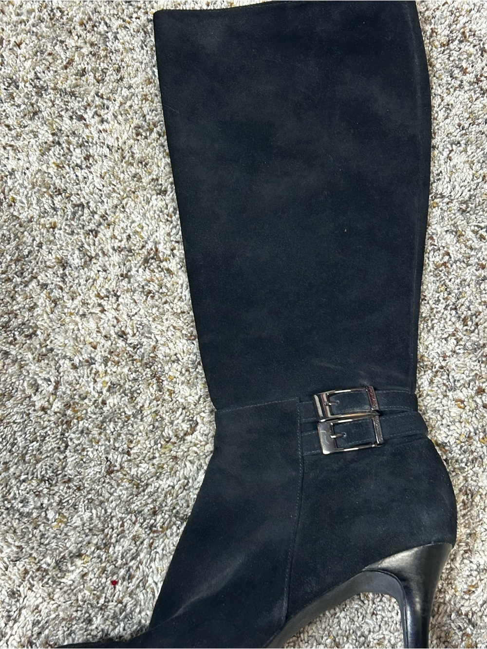 Calvin Klein Black Suede Women's Knee-High Buckle Boots, sz 8.5